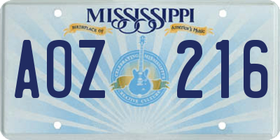 MS license plate AOZ216