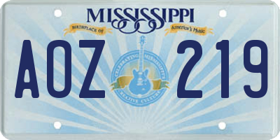 MS license plate AOZ219