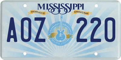 MS license plate AOZ220