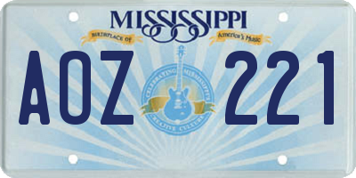 MS license plate AOZ221