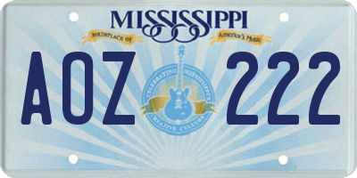 MS license plate AOZ222