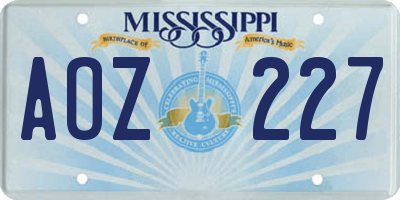 MS license plate AOZ227