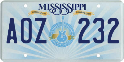 MS license plate AOZ232