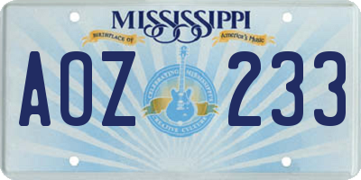 MS license plate AOZ233