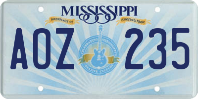 MS license plate AOZ235