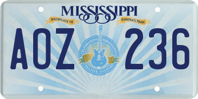 MS license plate AOZ236