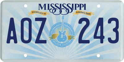 MS license plate AOZ243