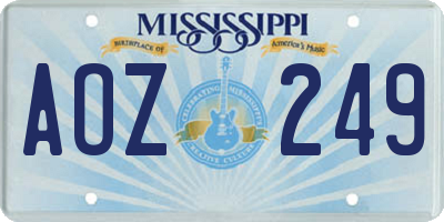 MS license plate AOZ249
