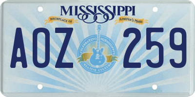 MS license plate AOZ259