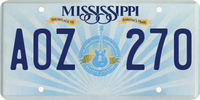 MS license plate AOZ270