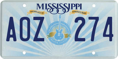 MS license plate AOZ274