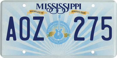MS license plate AOZ275