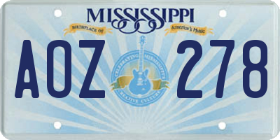 MS license plate AOZ278