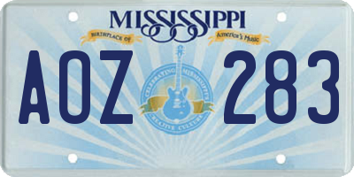 MS license plate AOZ283