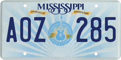 MS license plate AOZ285