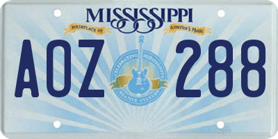MS license plate AOZ288