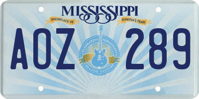 MS license plate AOZ289
