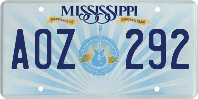 MS license plate AOZ292