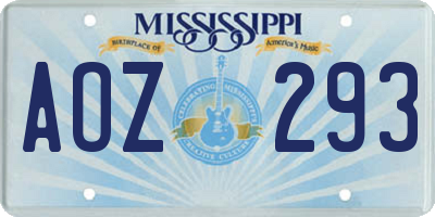 MS license plate AOZ293