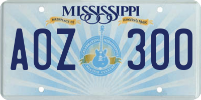MS license plate AOZ300