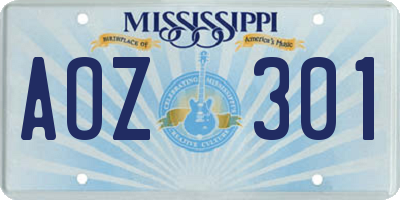 MS license plate AOZ301