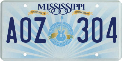 MS license plate AOZ304