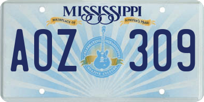 MS license plate AOZ309