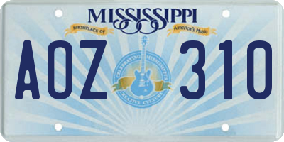 MS license plate AOZ310