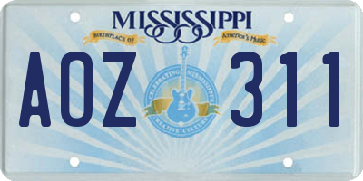 MS license plate AOZ311