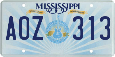 MS license plate AOZ313