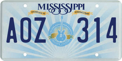 MS license plate AOZ314