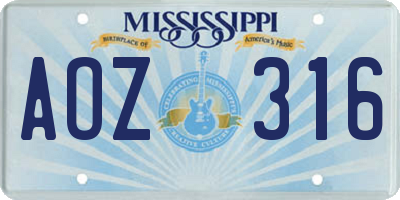MS license plate AOZ316