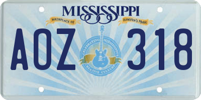 MS license plate AOZ318