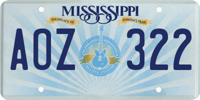 MS license plate AOZ322