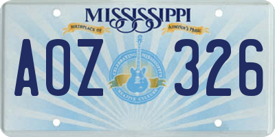 MS license plate AOZ326