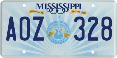 MS license plate AOZ328