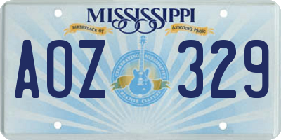 MS license plate AOZ329