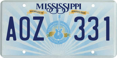 MS license plate AOZ331