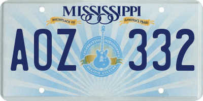 MS license plate AOZ332