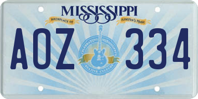 MS license plate AOZ334