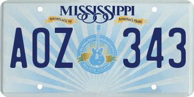 MS license plate AOZ343