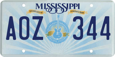 MS license plate AOZ344