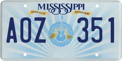 MS license plate AOZ351