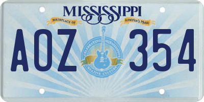 MS license plate AOZ354