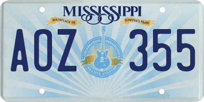 MS license plate AOZ355