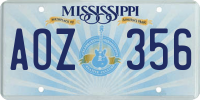 MS license plate AOZ356
