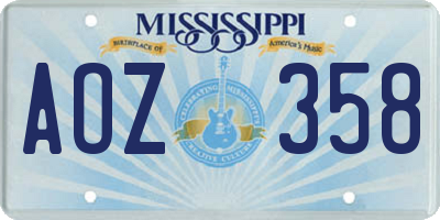 MS license plate AOZ358