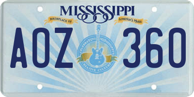 MS license plate AOZ360