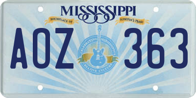 MS license plate AOZ363