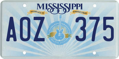 MS license plate AOZ375